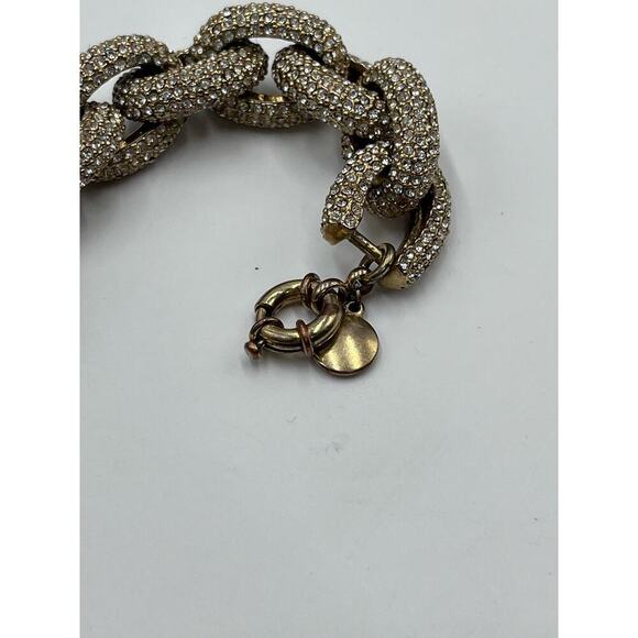 J. Crew Gold tone Chainlink Bracelet with PAVE Crystals - Picture 11 of 12